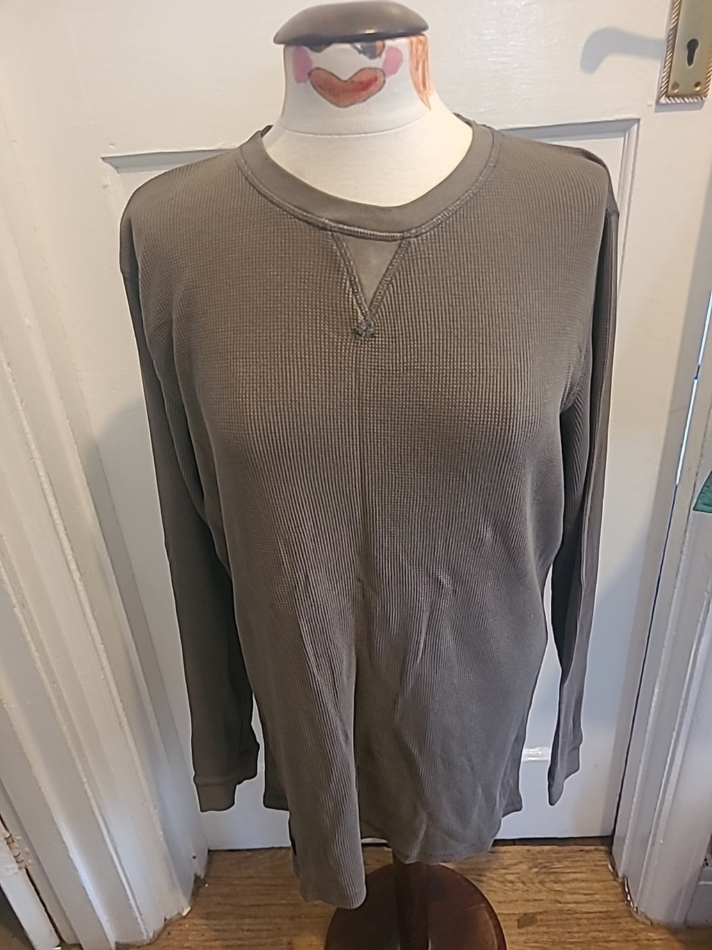 Mens Next Size Large Khaki Ribbed Long Sleeved Pullover Jumper