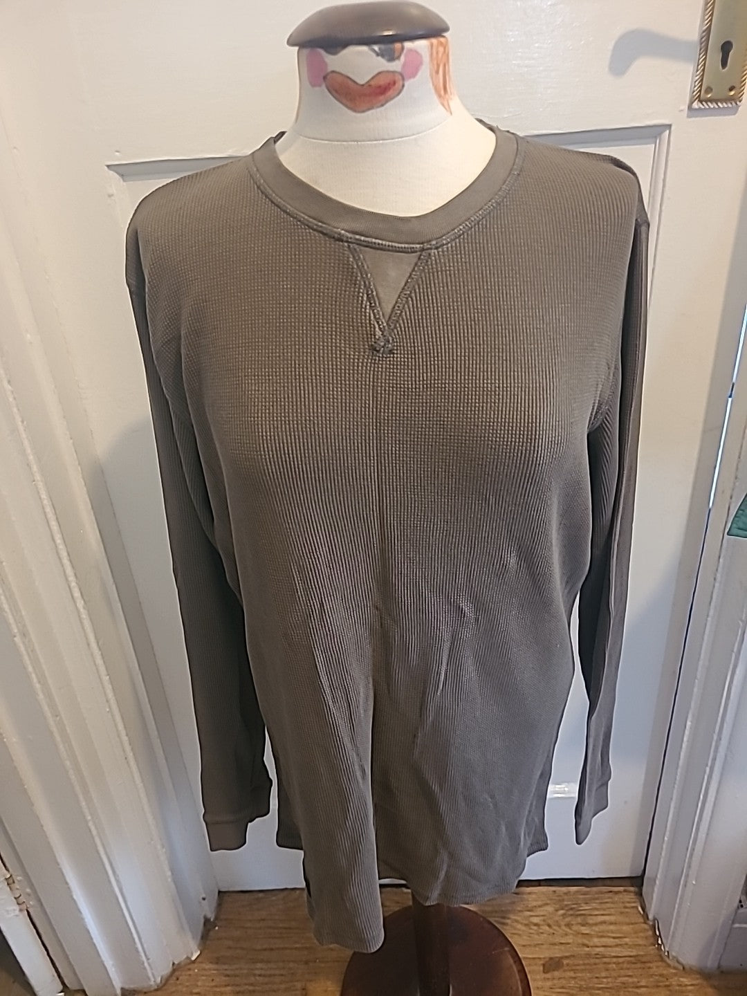 Mens Next Size Large Khaki Ribbed Long Sleeved Pullover Jumper
