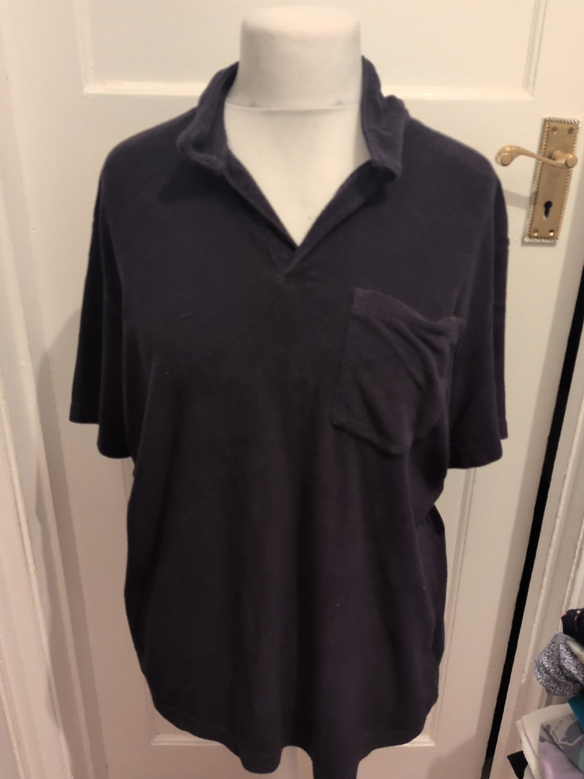 H&M XL Black Regular Fit Short Sleeve Shirt