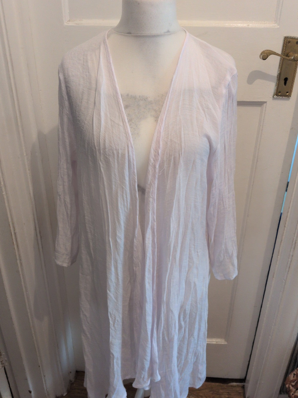 Medium White Sheer Half Sleeve Blouse Open
