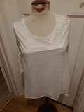 Ladies Size Large White Lined Patterned Blouse Mid Sleeved