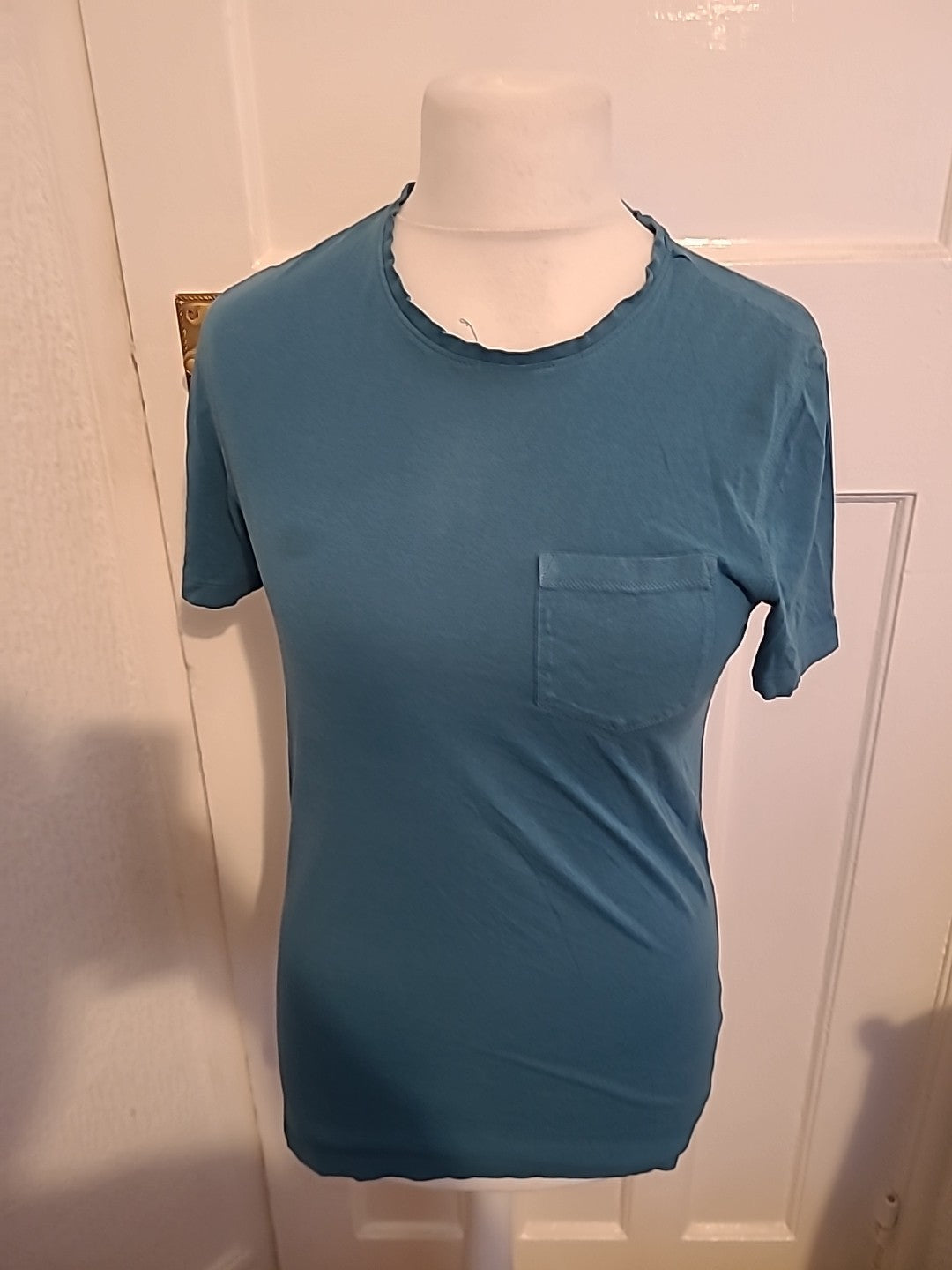 Mens Easy Size Small Teal Short Sleeved Tshirt
