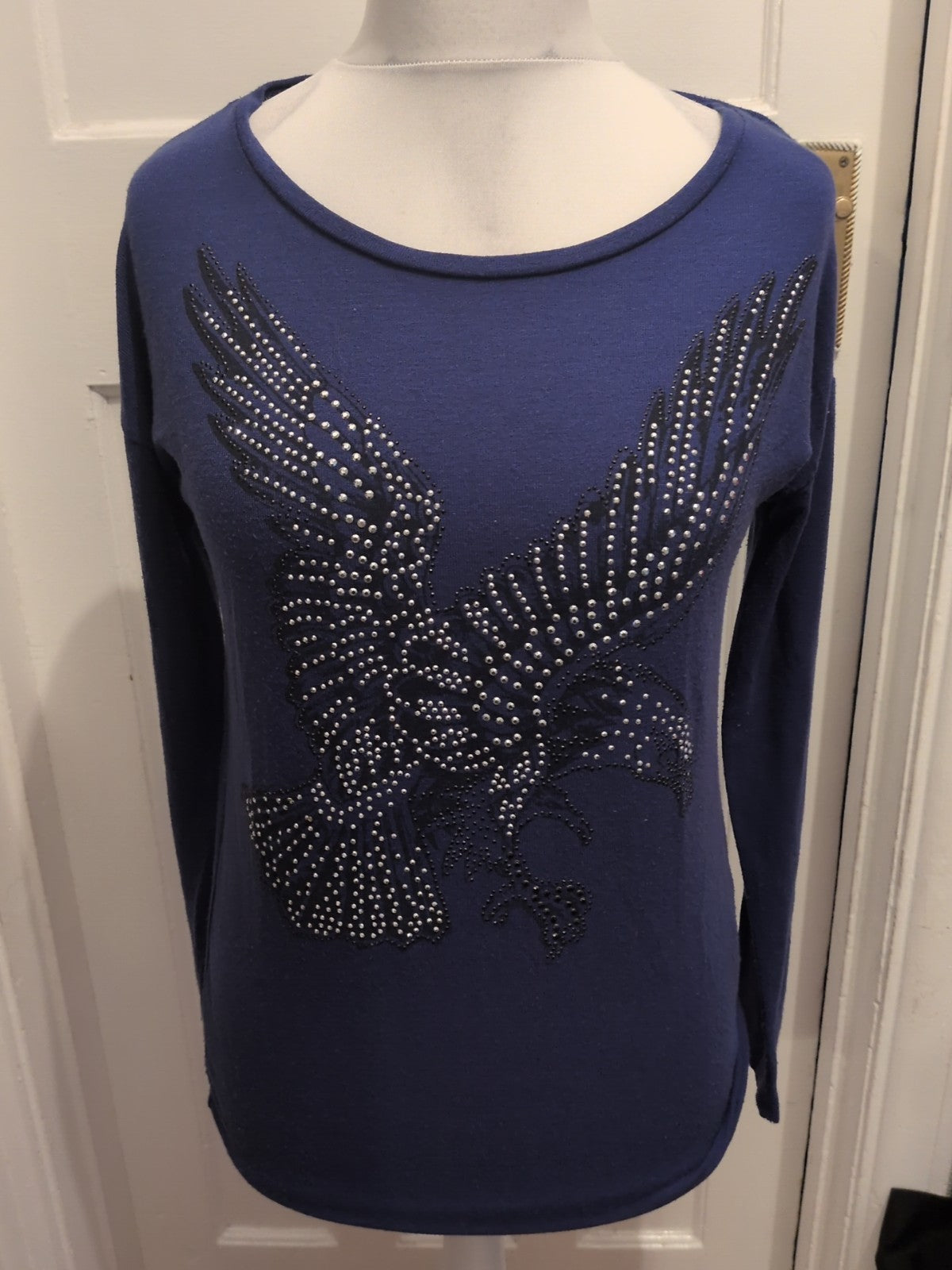 Ladies Yessica Size Small Purple Long Sleeved Diamante Bird Blouse