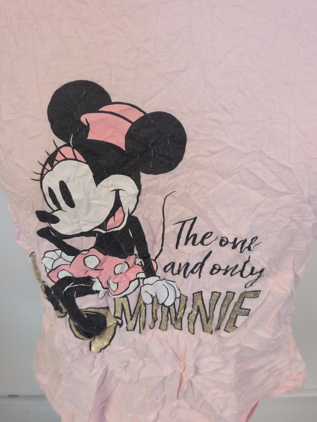 Ladies Pep&Co Size 12-14 Pink Minnie Mouse Short Sleeve Pyjama Top Small Mark On