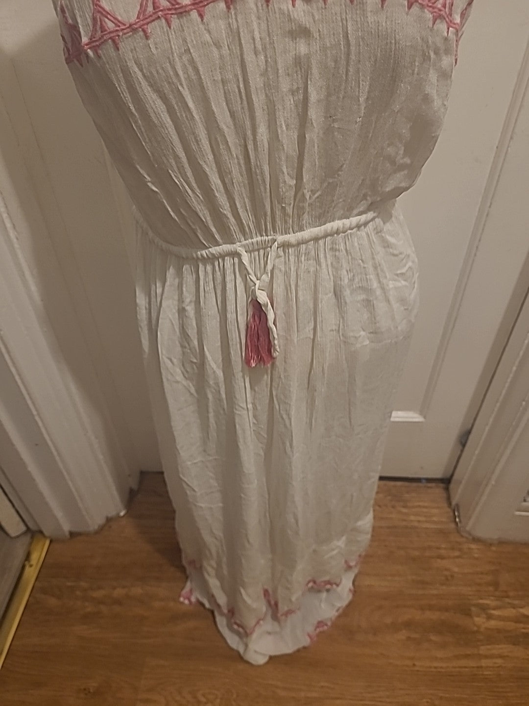 Ladies Kaleidoscope Size 16 White/Pink Sleeveless Strapless Dress
