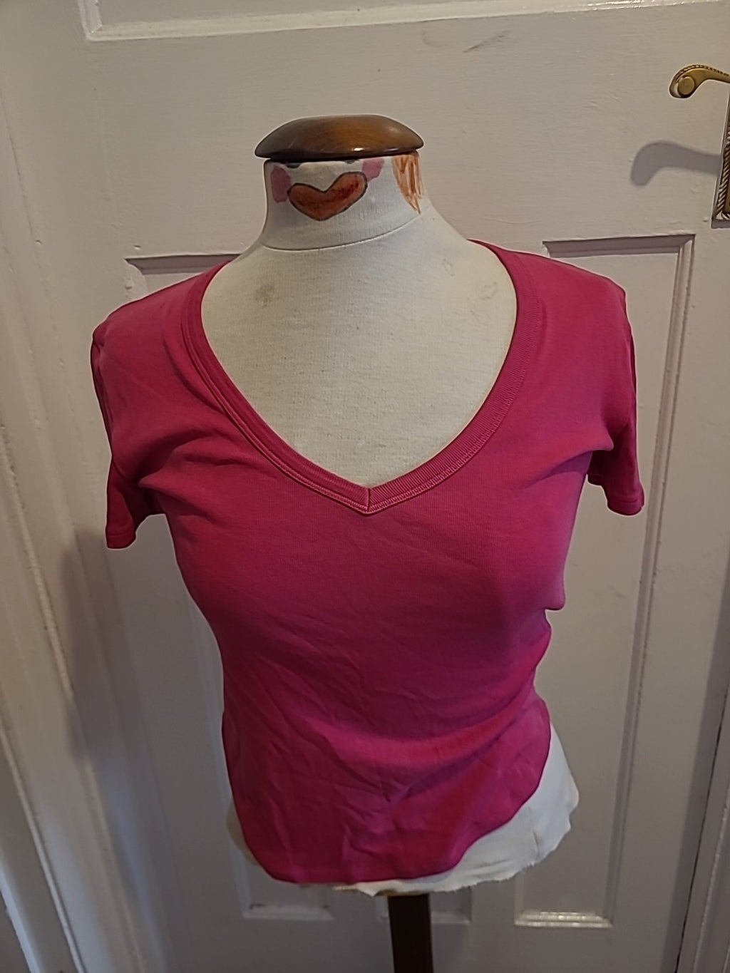 Ladies M&S Woman Size 8 Bright Pink Short Sleeved Tee