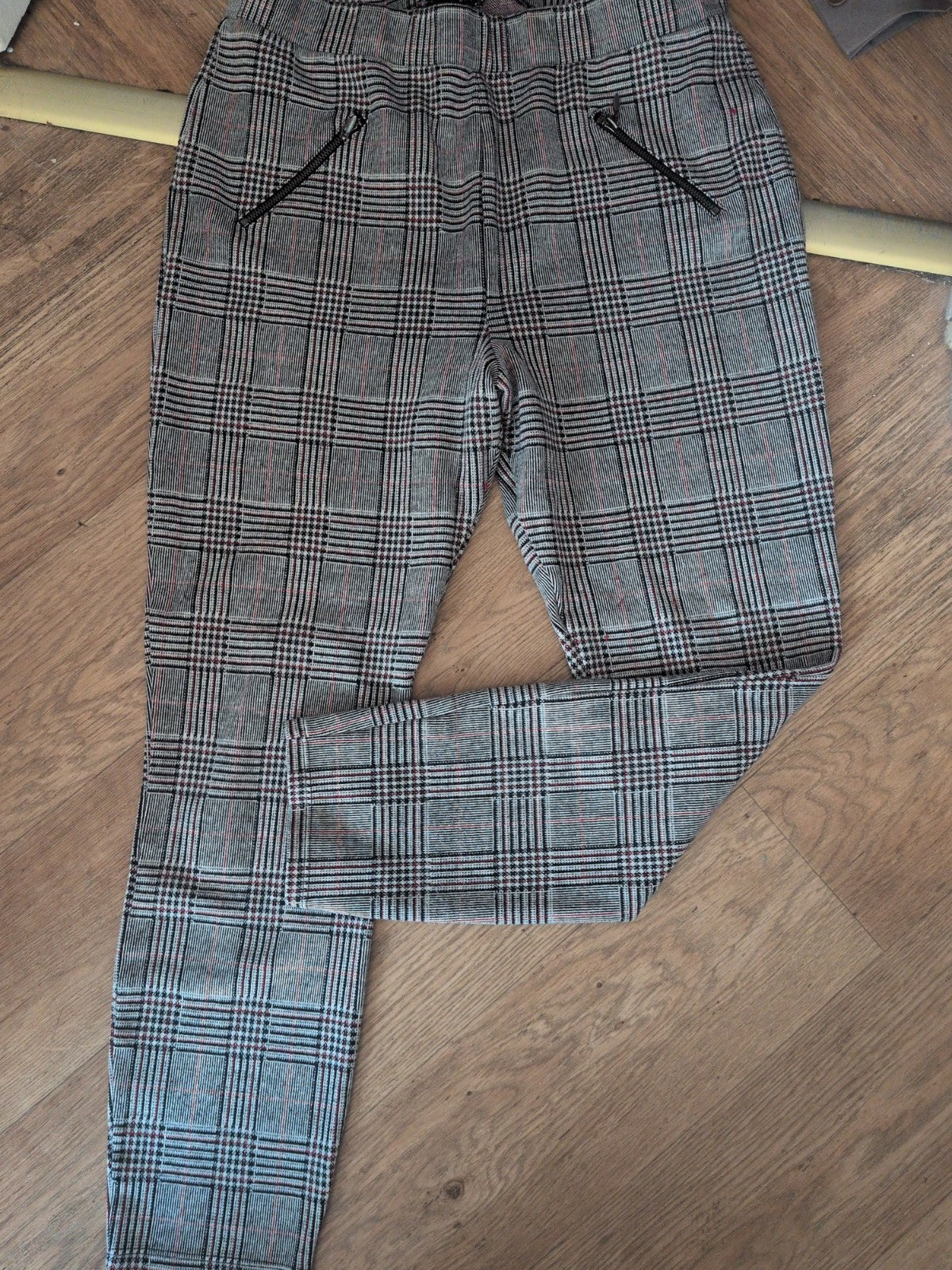 Ladies Check Trousers TU Size 16 Black/white/red Free Delivery