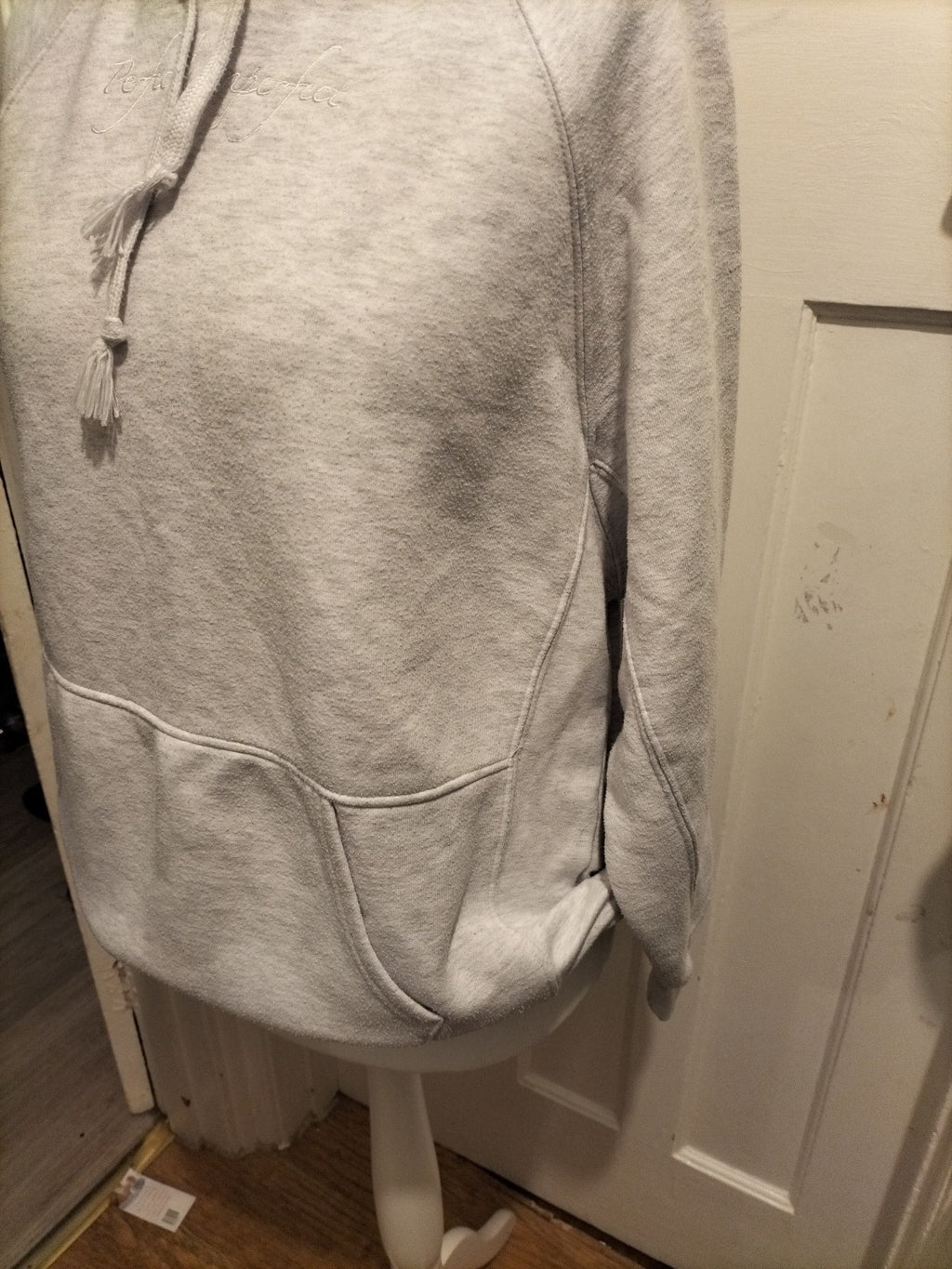 Ladies Primark Size Small 10-12 Grey Pullover Hoodie With Print On Front