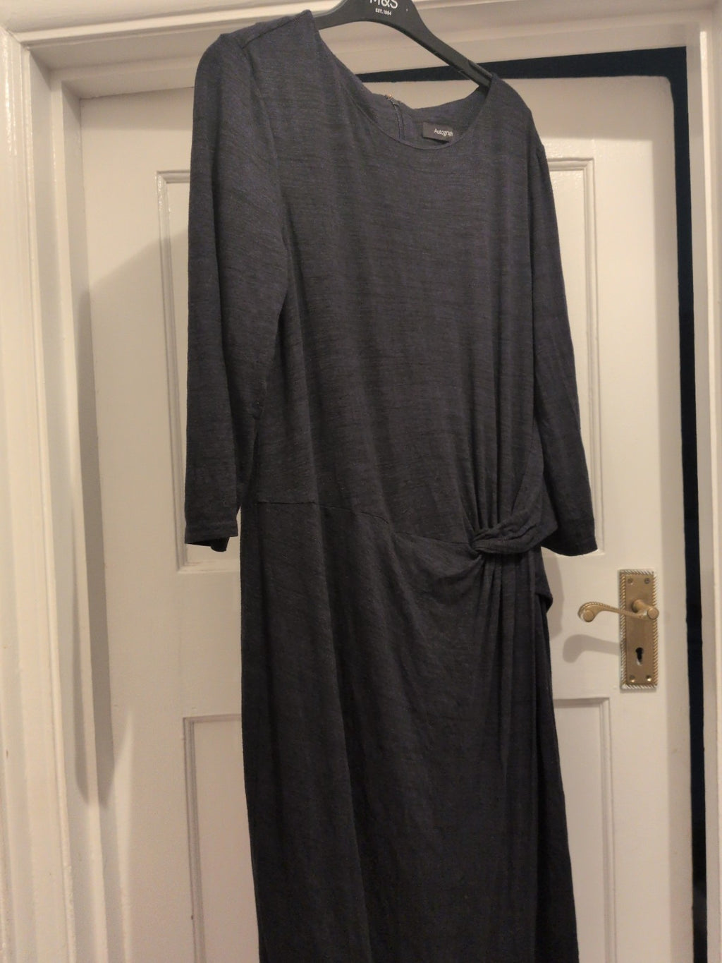 Autograph 16 Navy 3/4 Sleeve Knot Detail Midi Dress