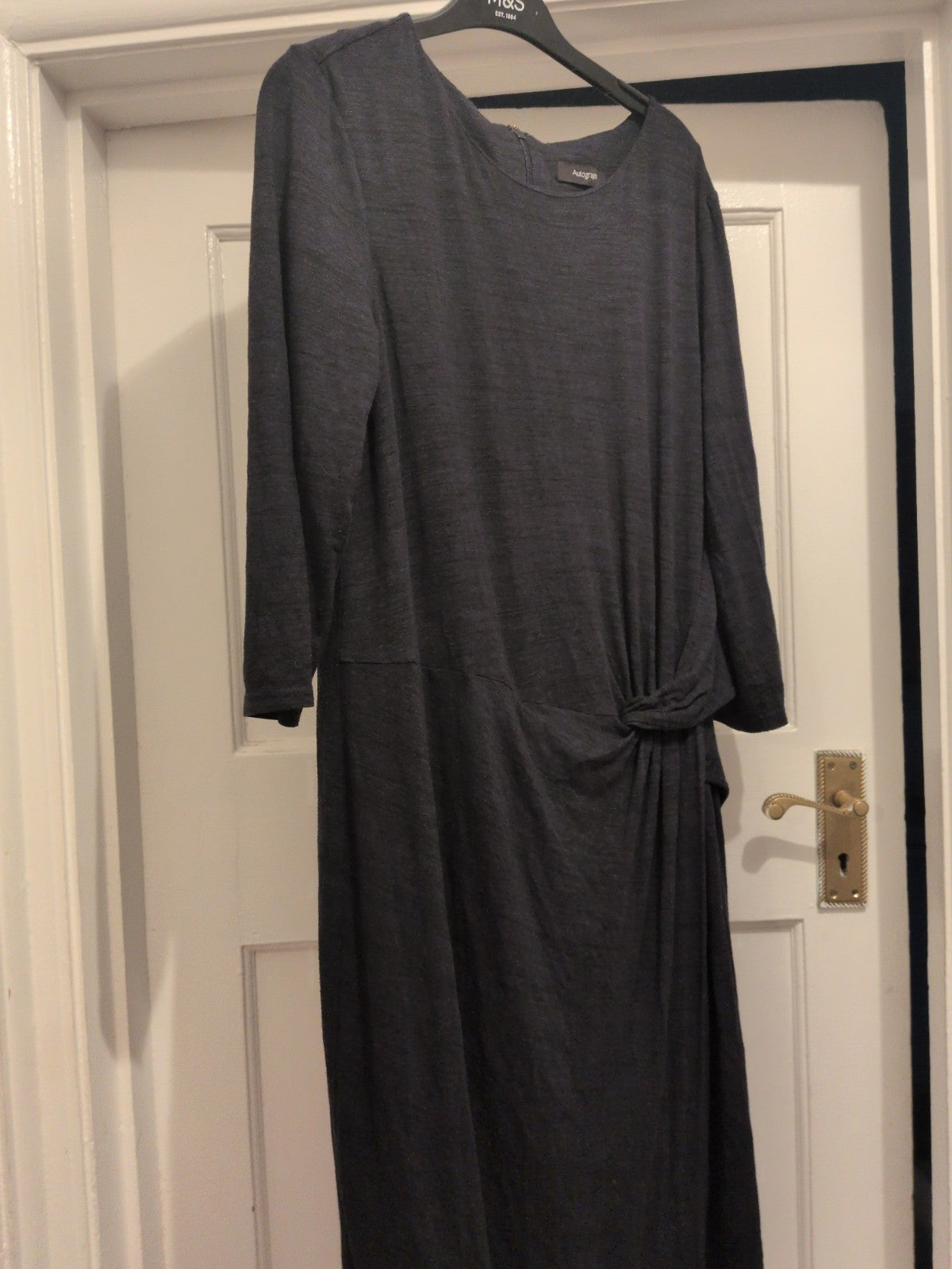 Autograph 16 Navy 3/4 Sleeve Knot Detail Midi Dress