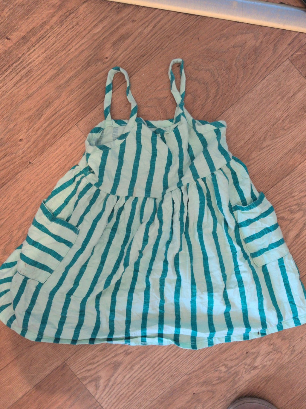 George 2-3 Years Green Stripe Sleeveless Dress