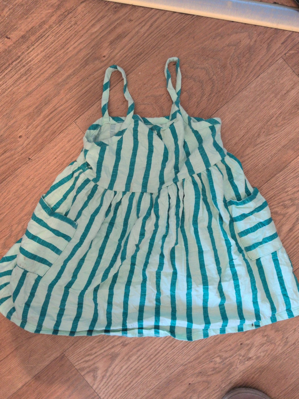 George 2-3 Years Green Stripe Sleeveless Dress