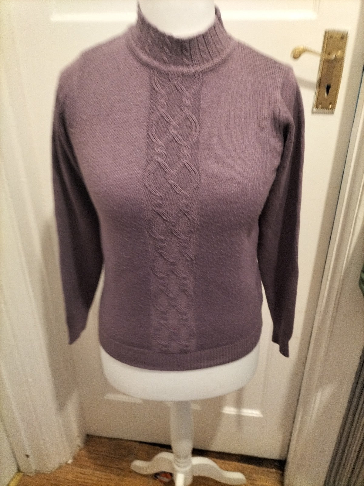 Ladies EWM Size 10-12 Purple High Neck Long Sleeved Pullover Jumper