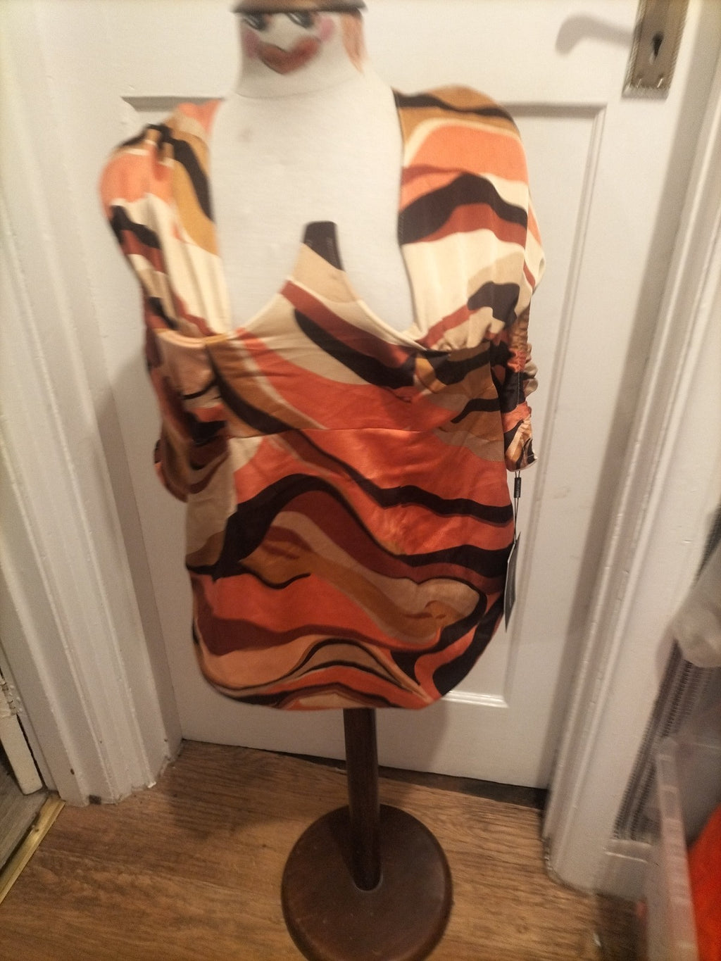 Brand New Ladies Prettylittlething Size 12 Abtract Print Underbust Detail...
