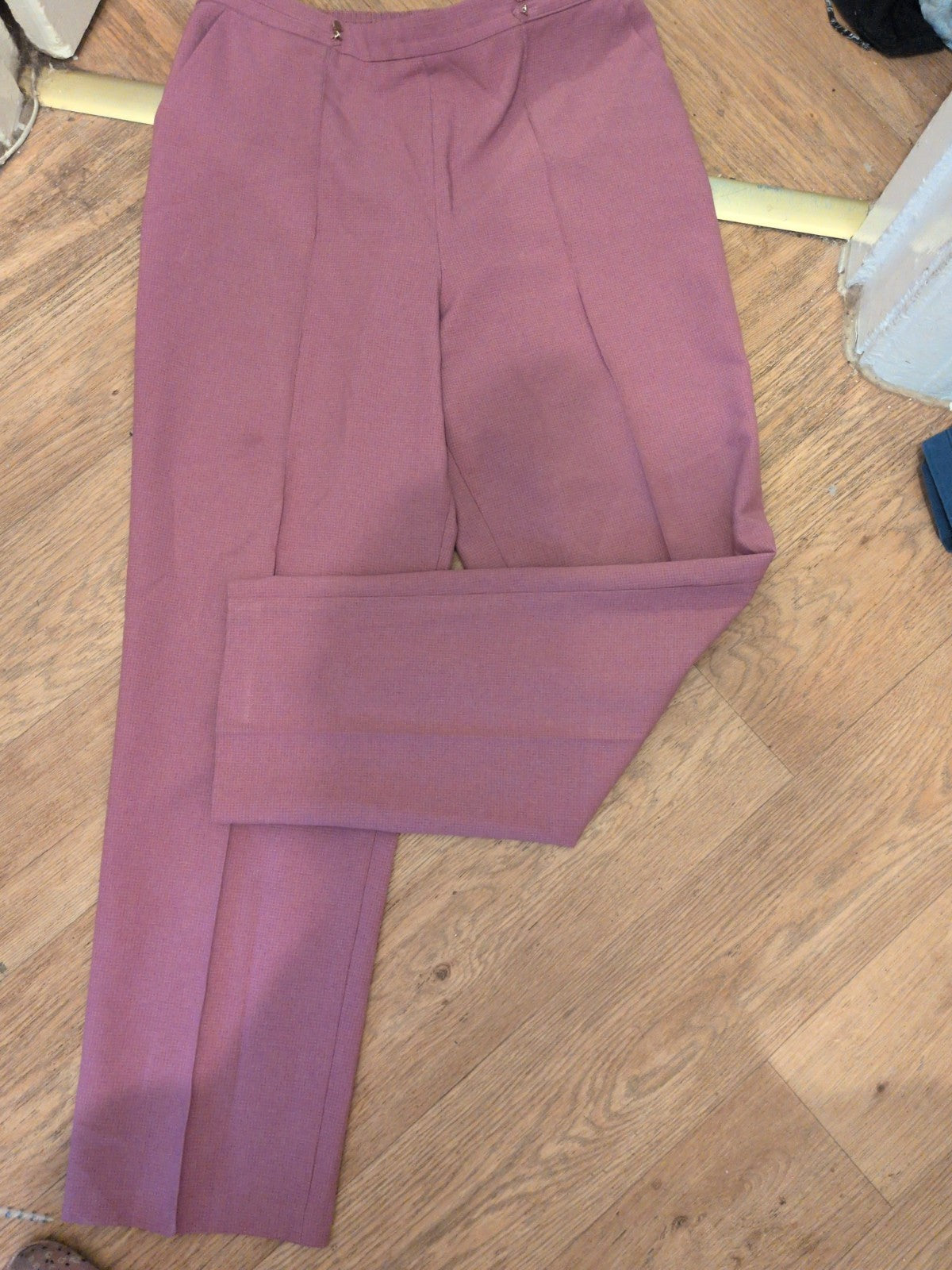 Marks And Spencer 14 Med Raspberry Elasticated Straight Leg Trousers