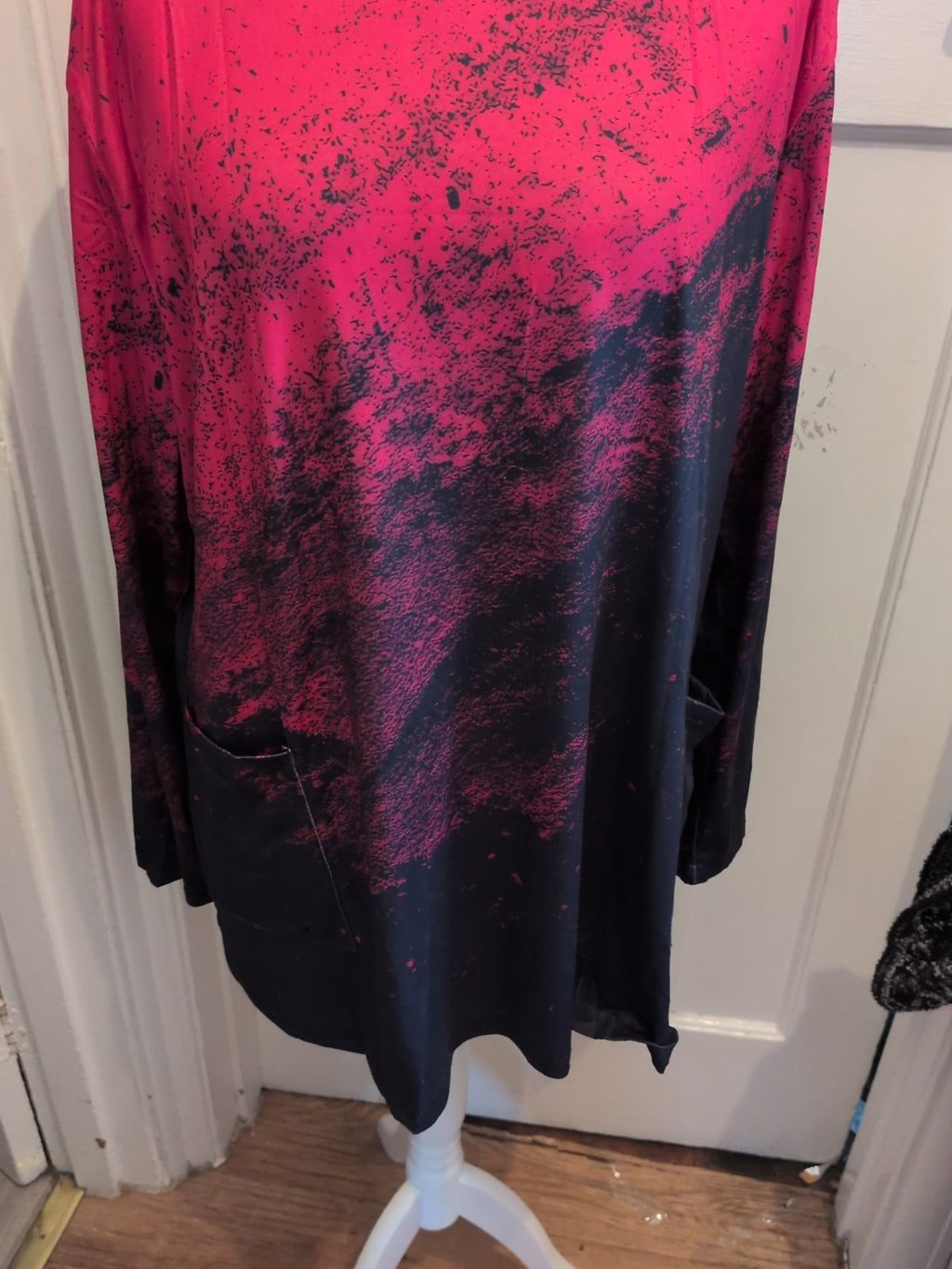 3XL Cerise And Navy Long Sleeve Blouse