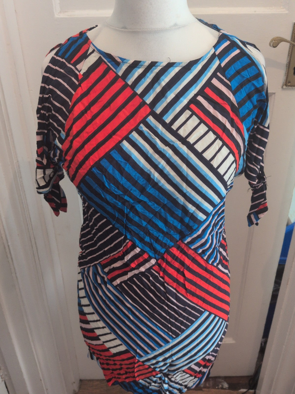 Dorothy Perkins 10 Multi Short Sleeve Stripe Dress