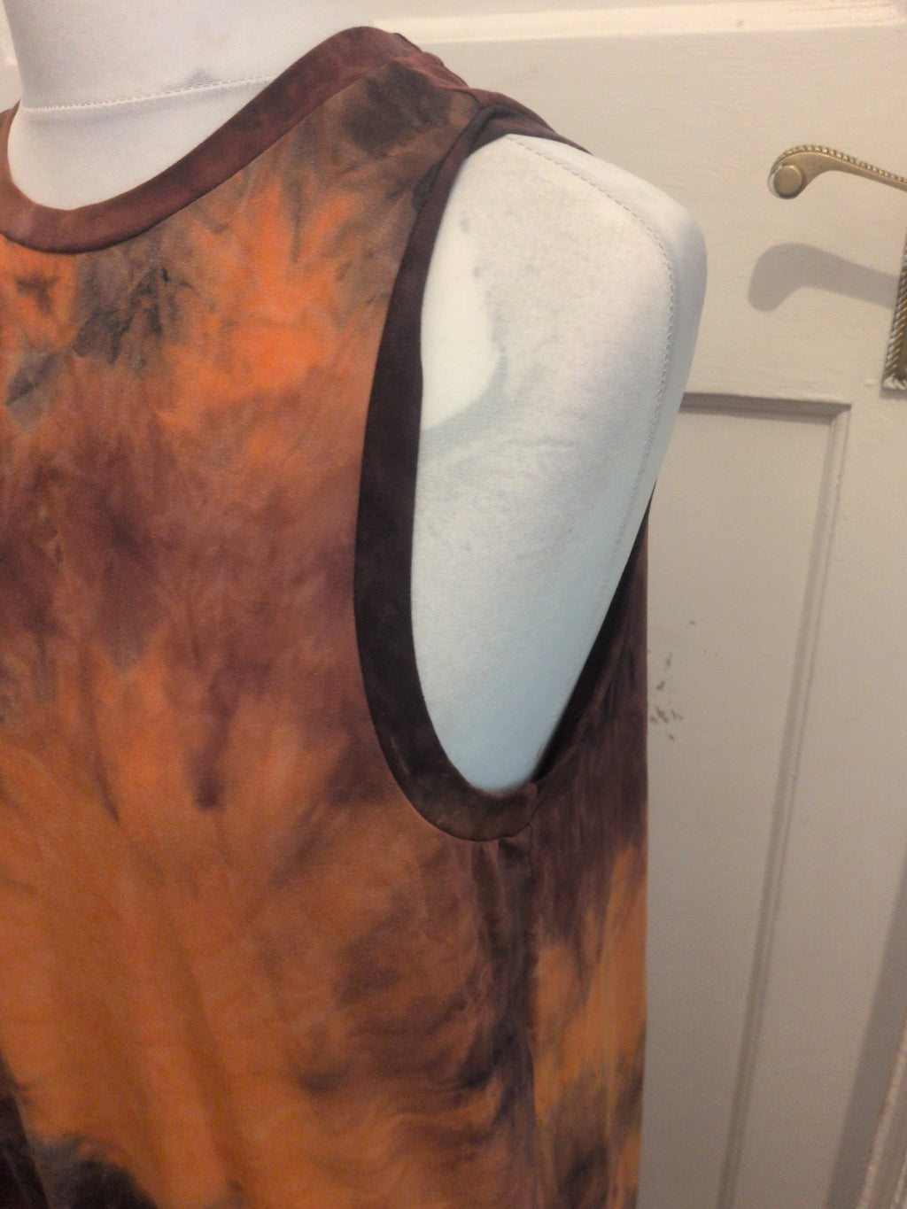 Shein XL Brown And Orange Sleeveless Dress