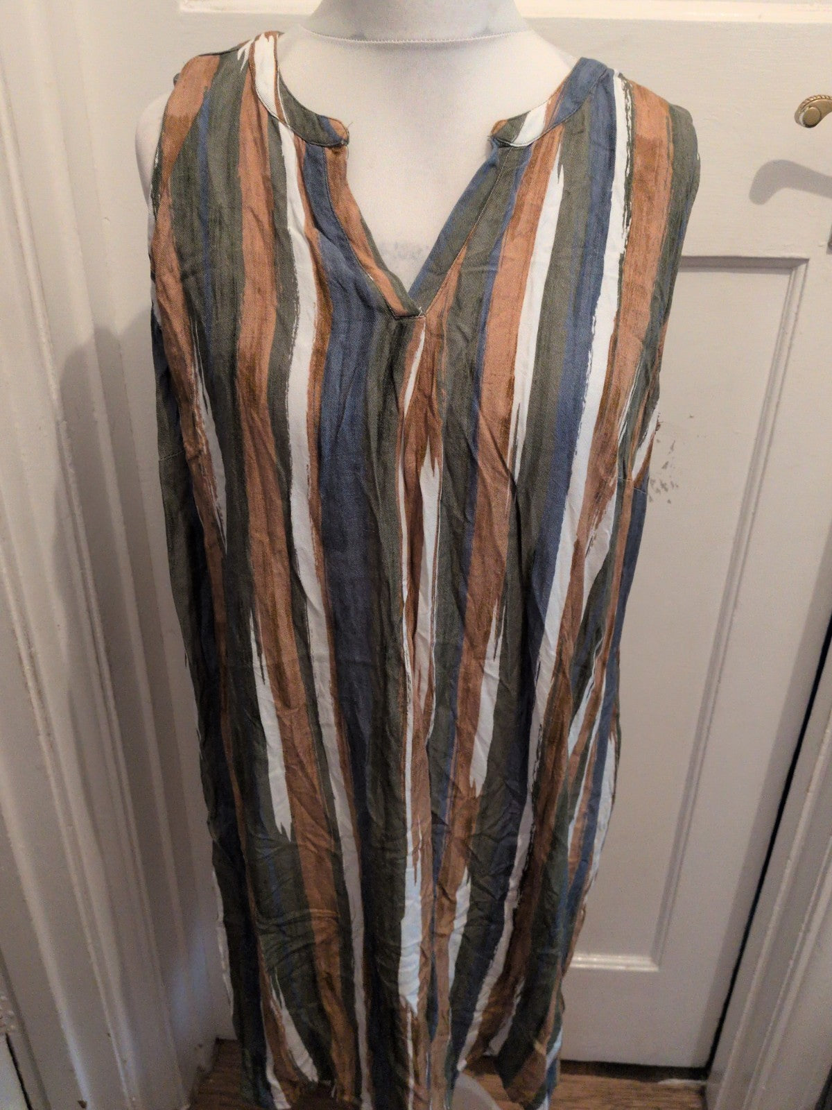 Collection L 20 Multicoloured Stripe V Neck Sleeveless Dress