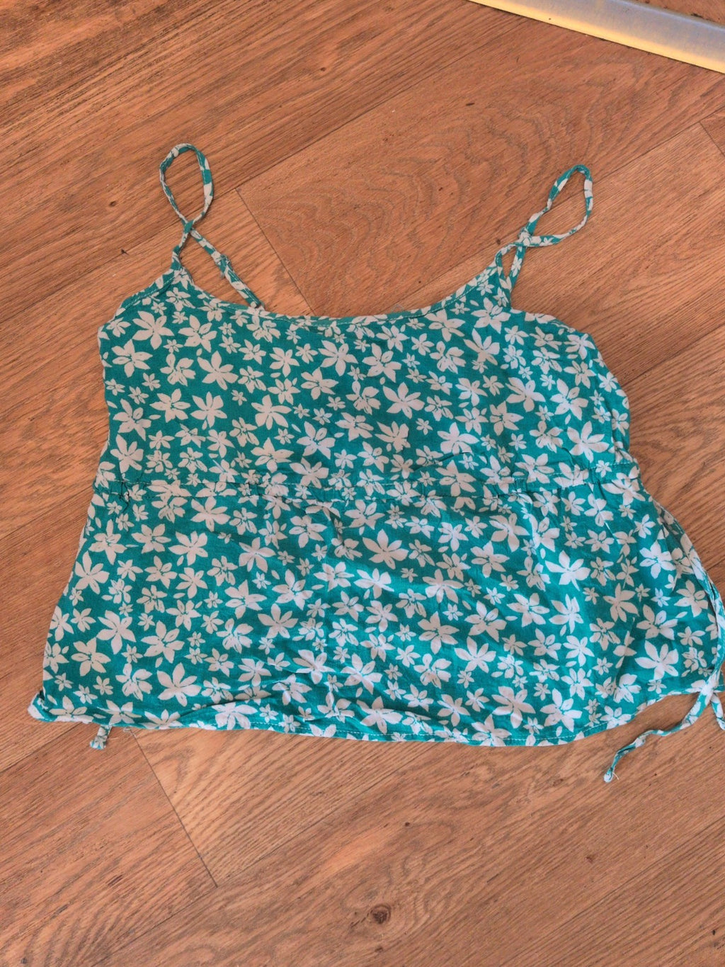 George 10 Turquoise And White Floral Sleeveless Cami Top