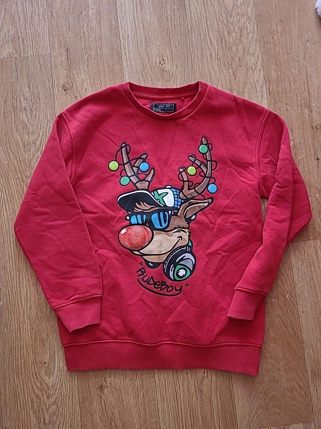 Boys Next 9 Years Red Reindeer Jumper