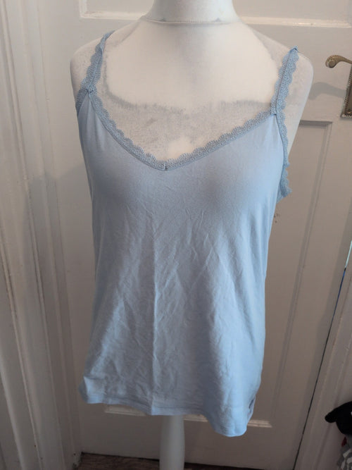 20 Blue Frill Hem Sleeveless Pyjama Top