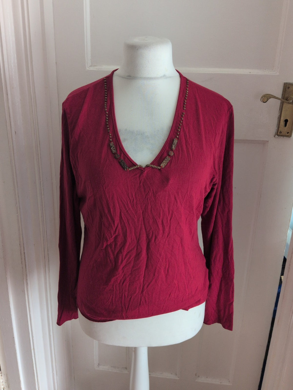 Karen Scott 4 Red Long Sleeve Blouse