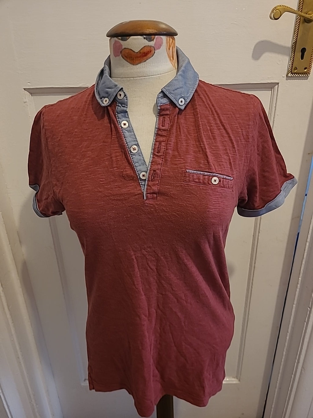 Mens Next Size Small Rust Short Sleeved Polo