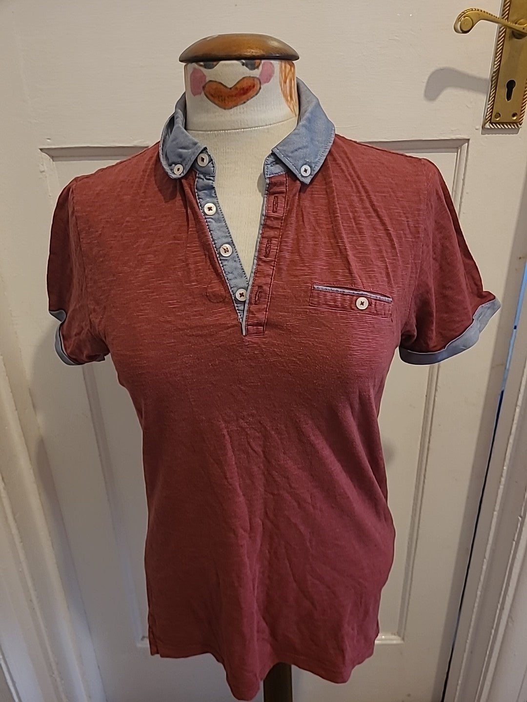 Mens Next Size Small Rust Short Sleeved Polo