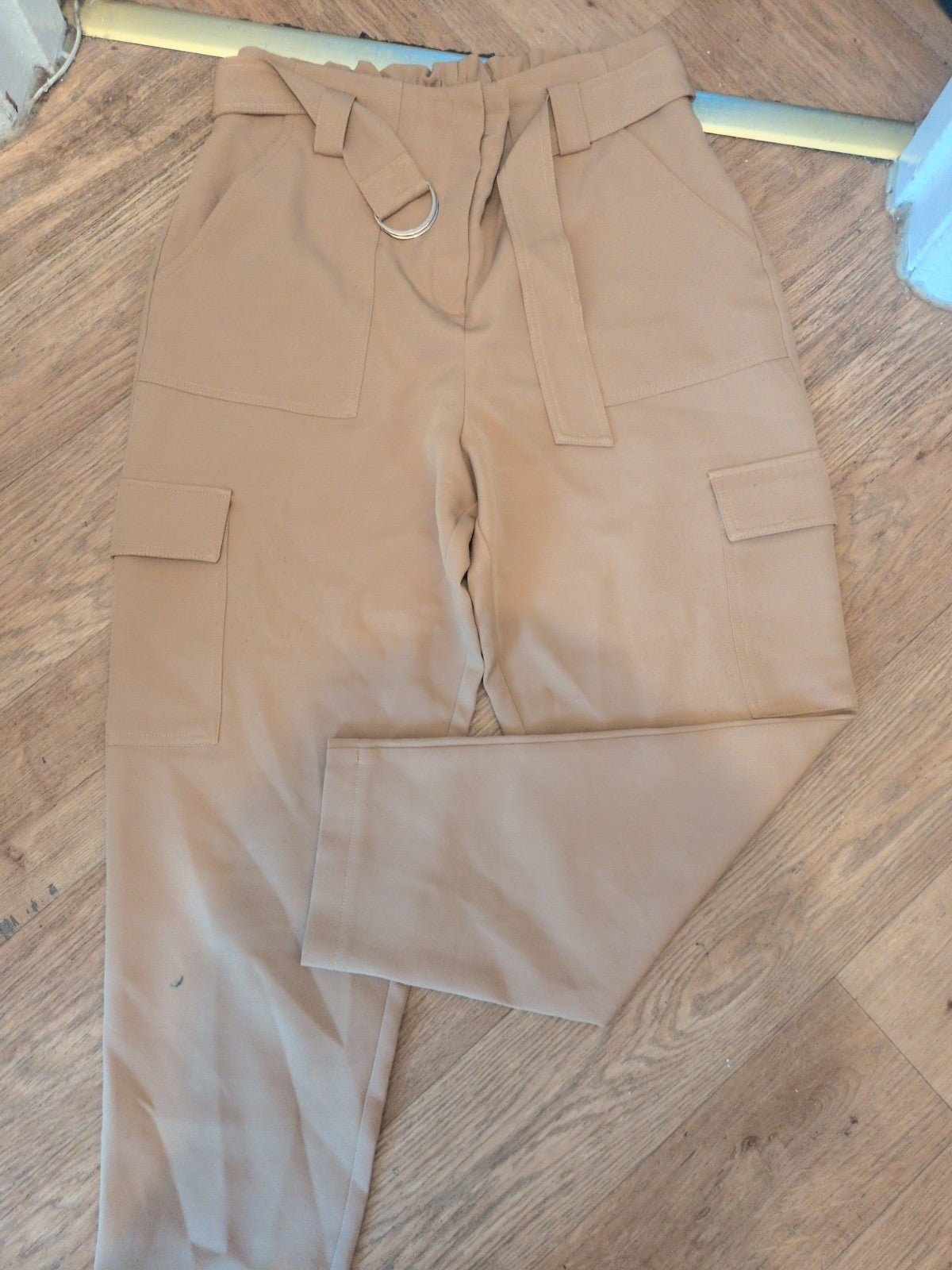 Tu 16 Brown Elasticated Belted Cargo Trousers