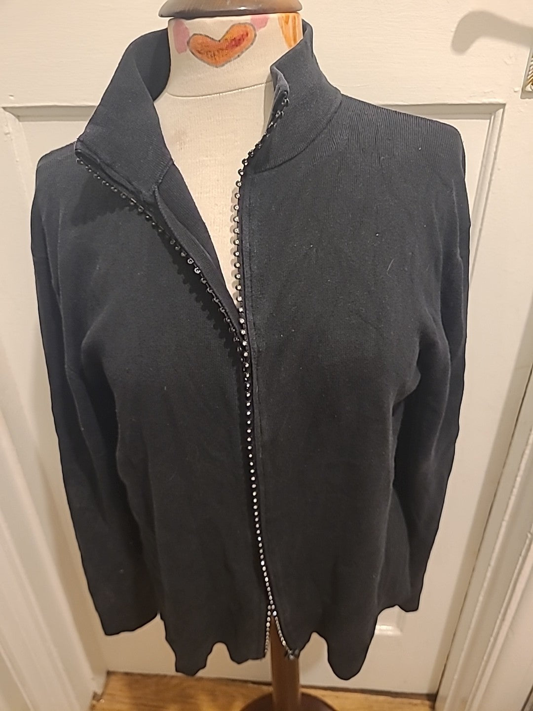 Ladies Chico Design Size Large Black Long Sleeved Zip Through Jacket