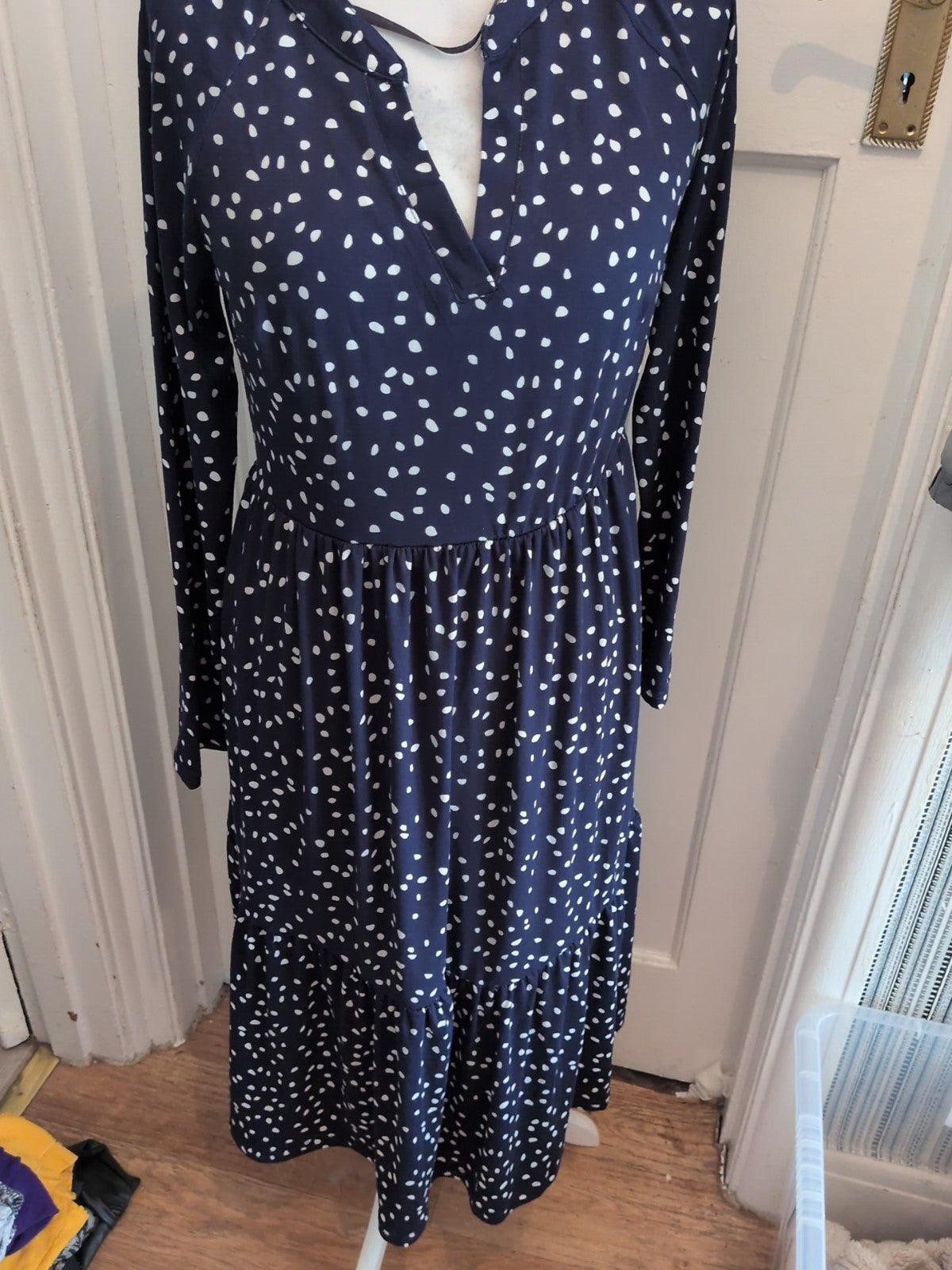 Pep&Coedoum Navy Spot Long Sleeve Dress