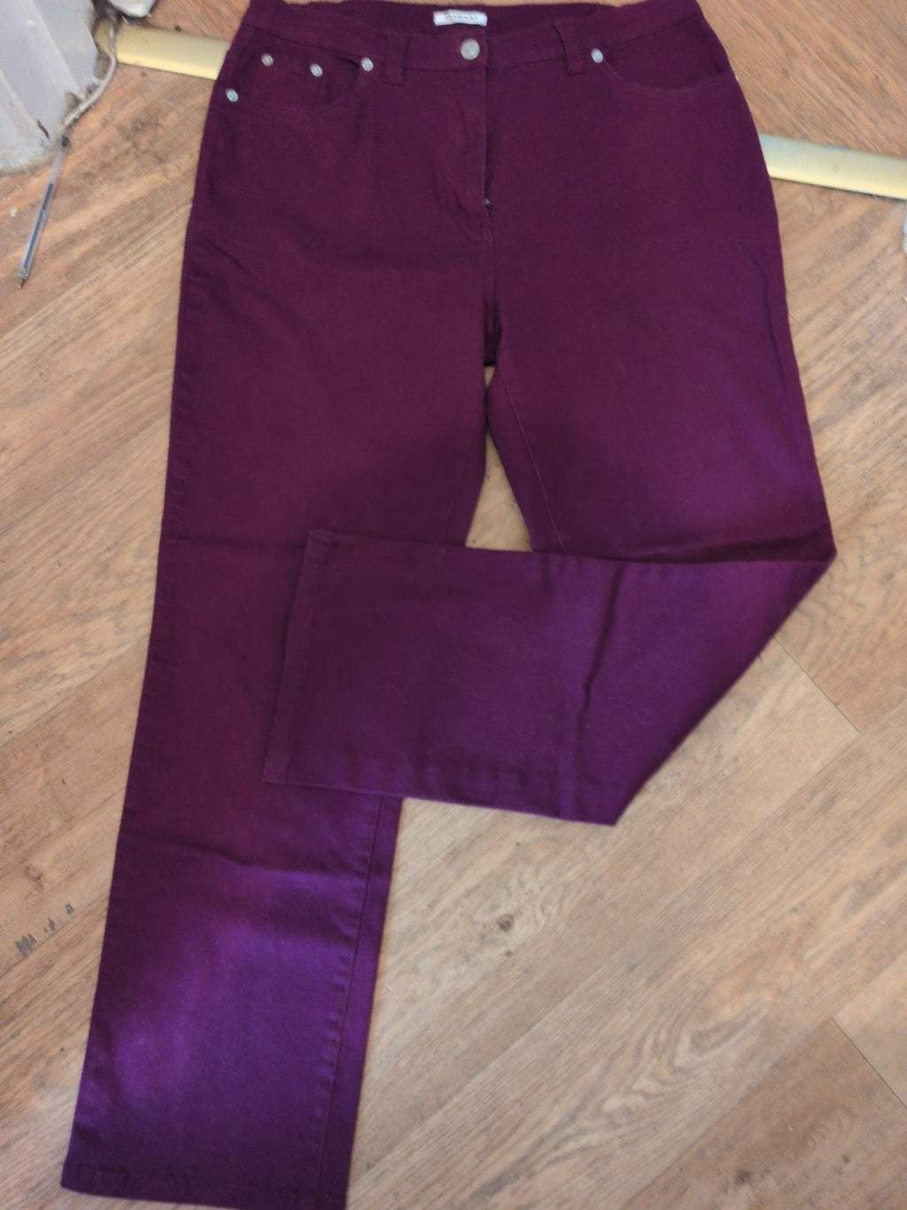 Ladies Damart Size 14 Purple Slight Elasticated Straight Leg Jeans