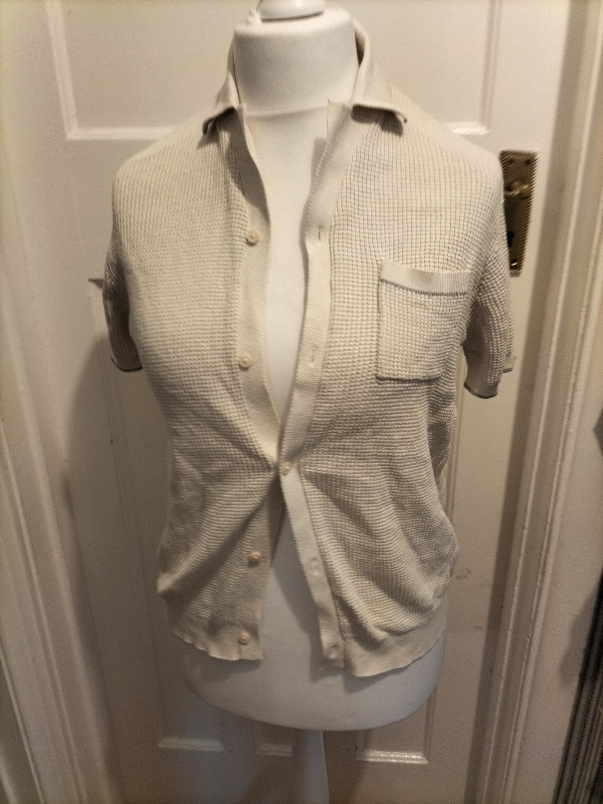 Mens Primark Size XS Stone Short Sleeved Cardigan