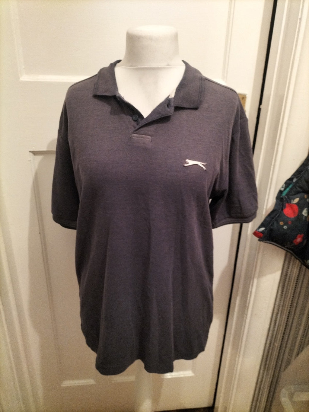 Mens Slazenger Size L Navy Short Sleeved Polo Fading
