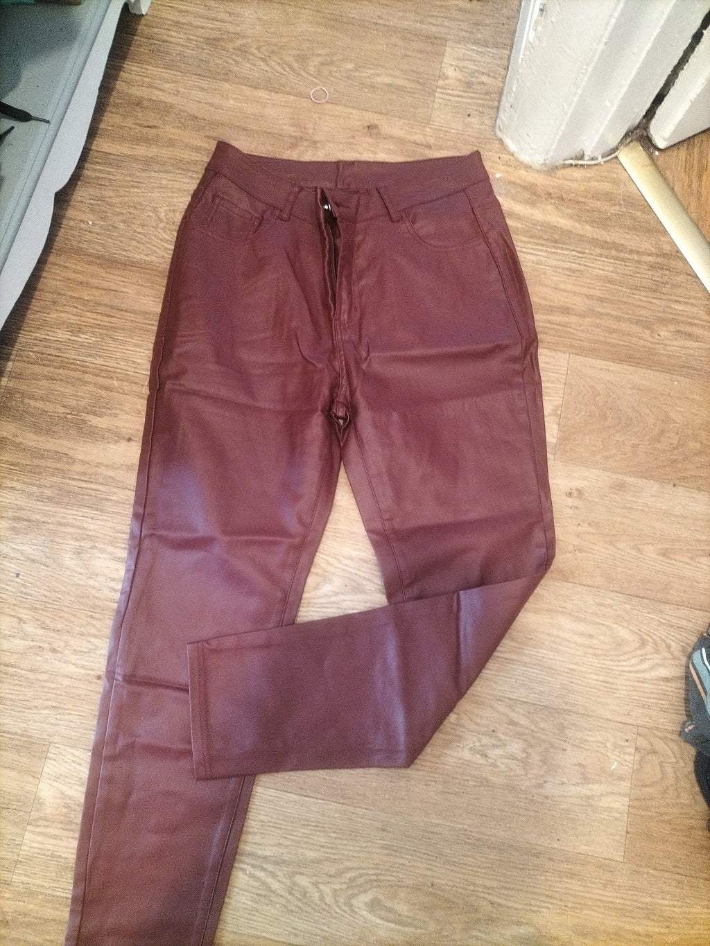 Ladies Size XL Rust Pleather Trousers