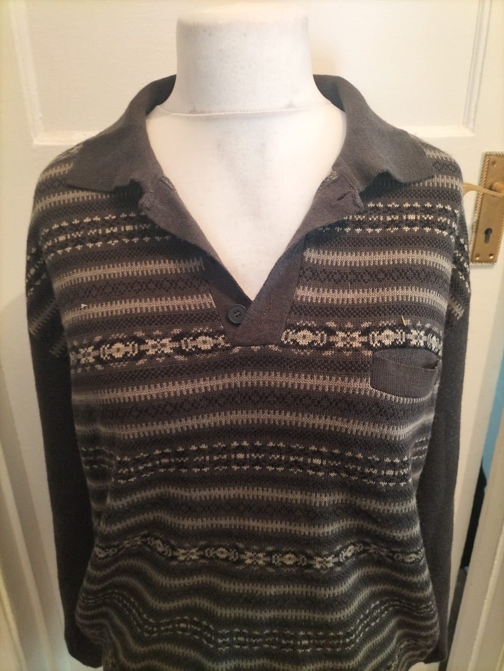 Mwns Damart Size XL Grey/Black Collared Pullover Jumper