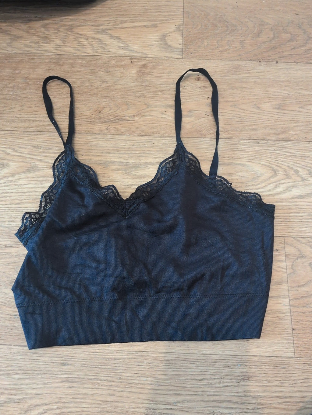George Large Black Frill Hem Bralette