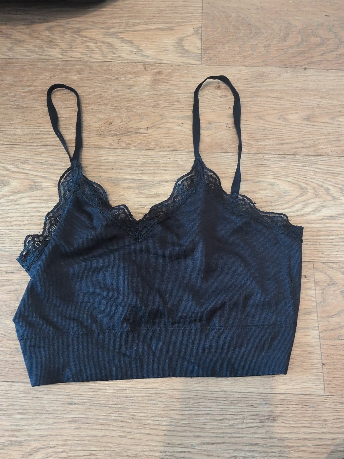 George Large Black Frill Hem Bralette