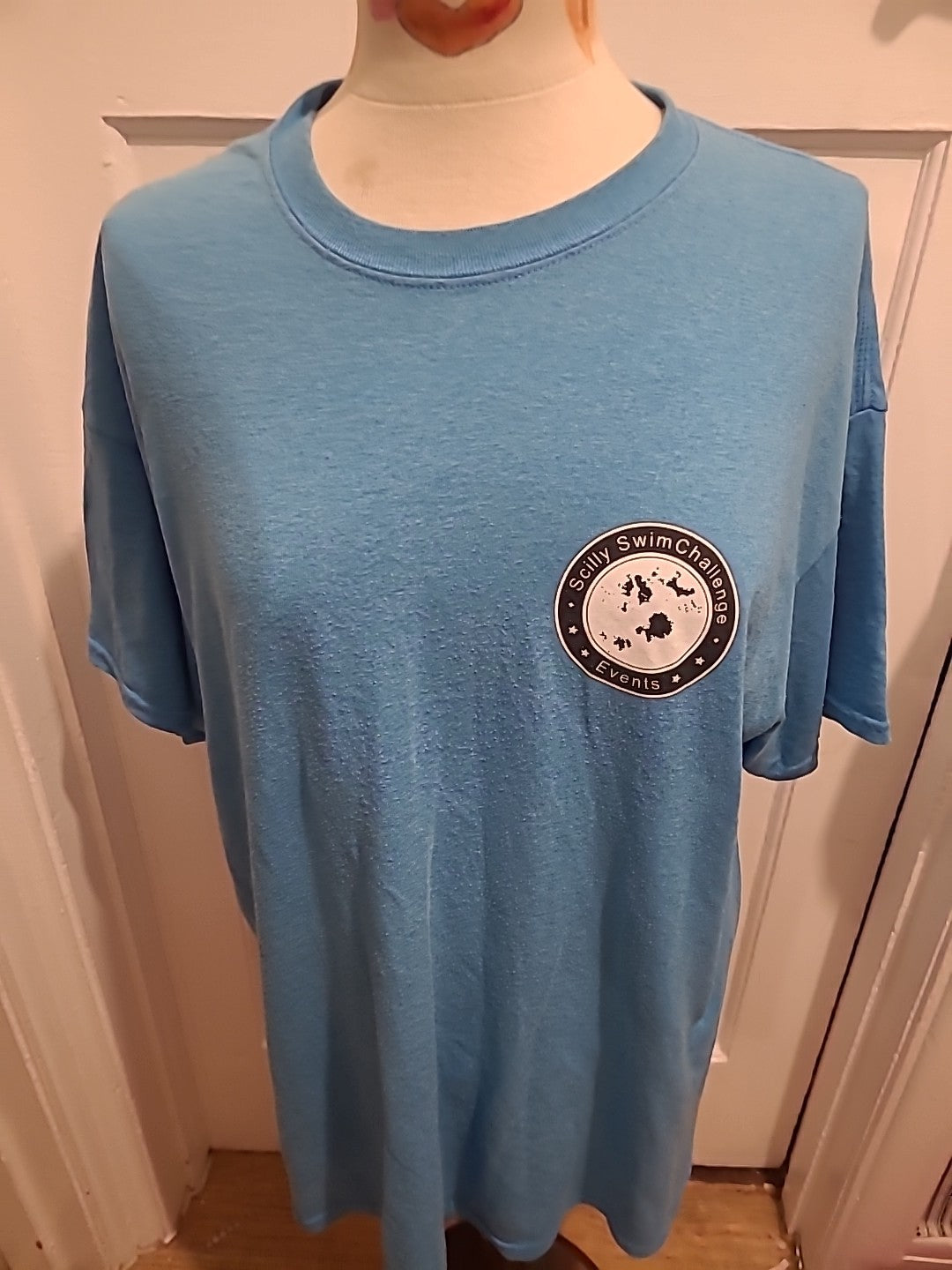 Mens Gildan Size XL Blue "Scilly Swim" Short Sleeve Tshirt