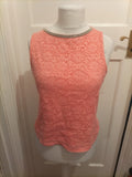 Dorothy Perkins 14 Peach Patterned Sleeveless Blouse