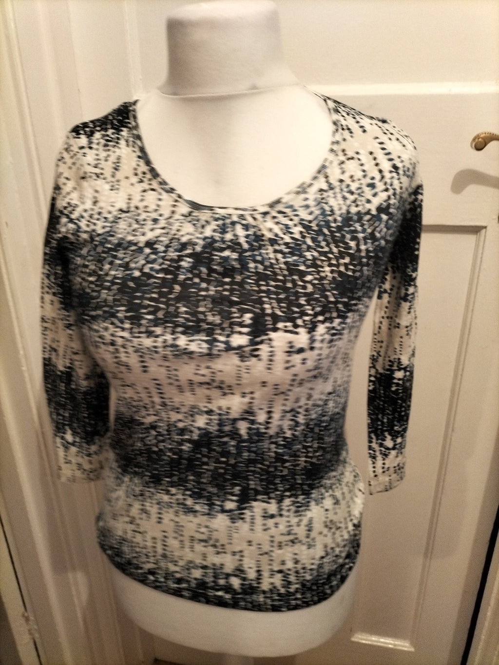 Maine New England 10 Navy Blue Black Long Sleeved Blouse