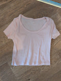 Primark Xs Pink Brush Rib Short Sleeve T-shirt