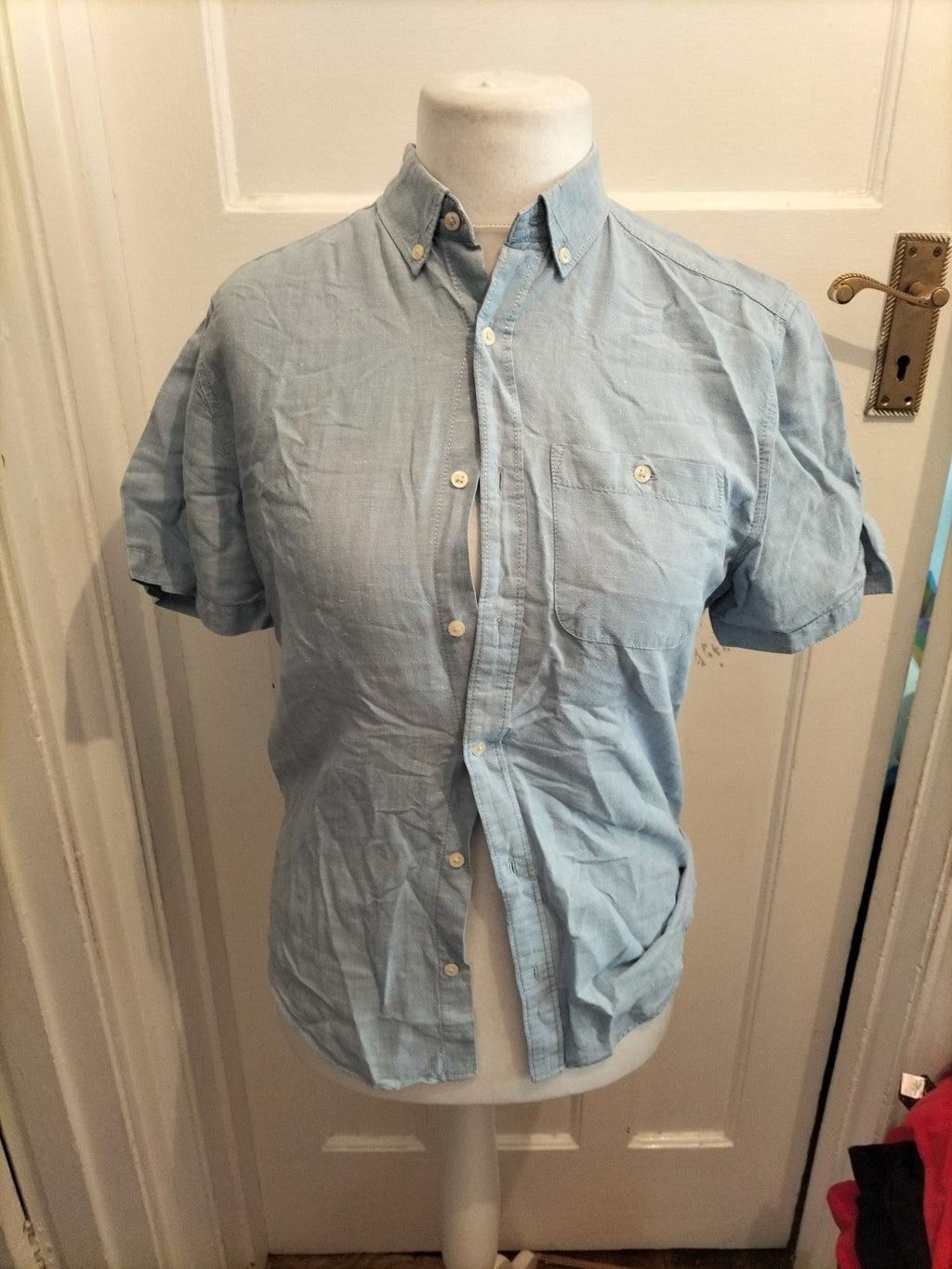 Mens Next Size Small Slim Fit Greyish Blue Short Sleeved T-shirt