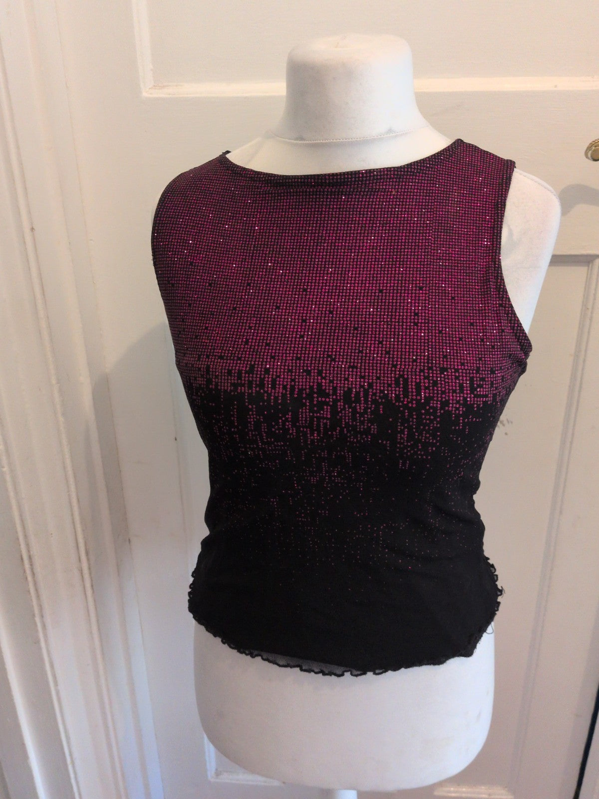 Ladies Dorothy Perkins 16 Pink Sparkly Sleeveless Top