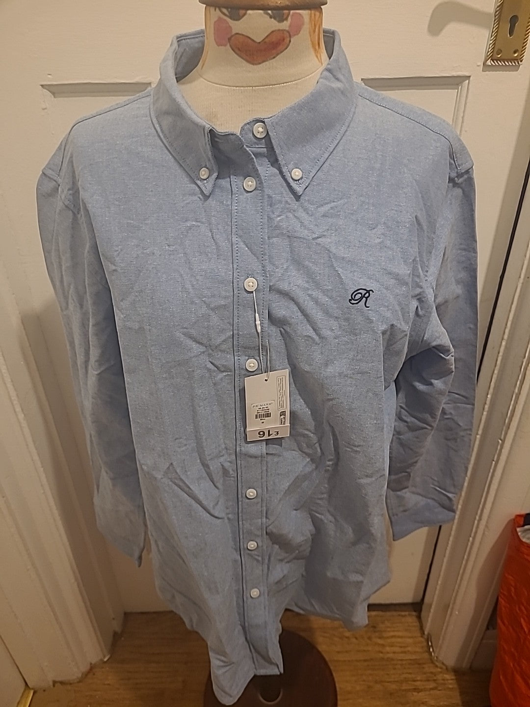 Brand New Mens Primark Size Medium Denim Long Sleeved Shirt Rrp £16