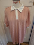 Mens Size 2XL Pink Patterned Short Sleeved Polo