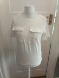 Next 8 White Double Chest Pocket Short Sleeve T-shirt