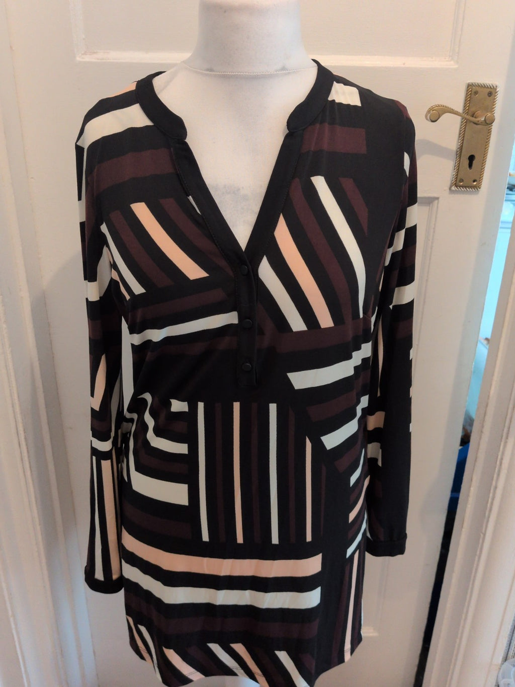 Wallis Small White/Pink/Purple Long Sleeve Dress