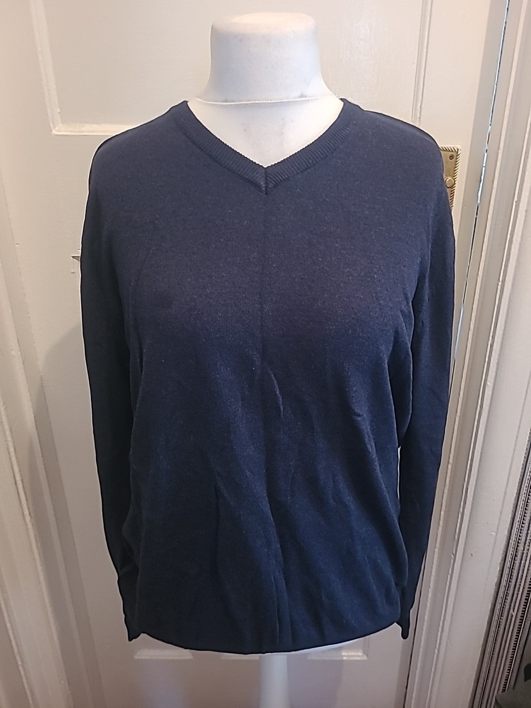 Mens Tu Man Size XL Pure Cotton Navy Long Sleeved V Neck Jumper